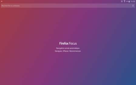 Firefox Focus pour Android 2.0 sur tablette